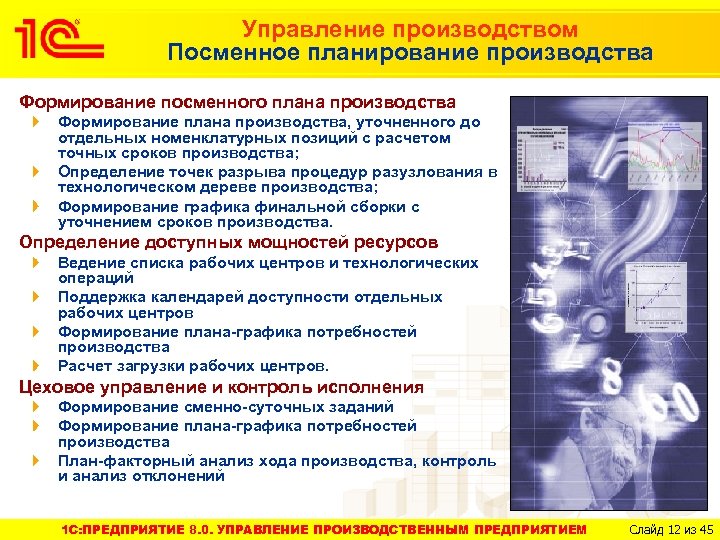 Управление производством Посменное планирование производства Формирование посменного плана производства Формирование плана производства, уточненного до