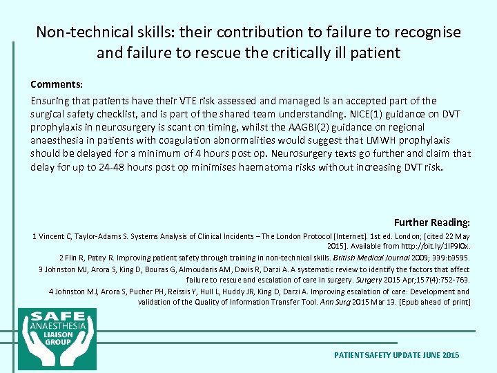 Non-technical skills: their contribution to failure to recognise and failure to rescue the critically