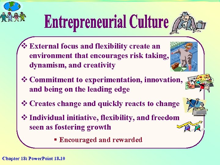 v External focus and flexibility create an environment that encourages risk taking, dynamism, and