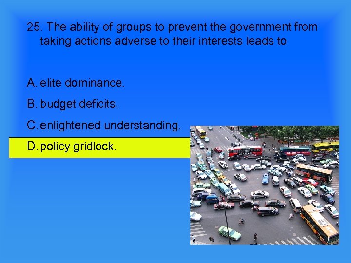 25. The ability of groups to prevent the government from taking actions adverse to