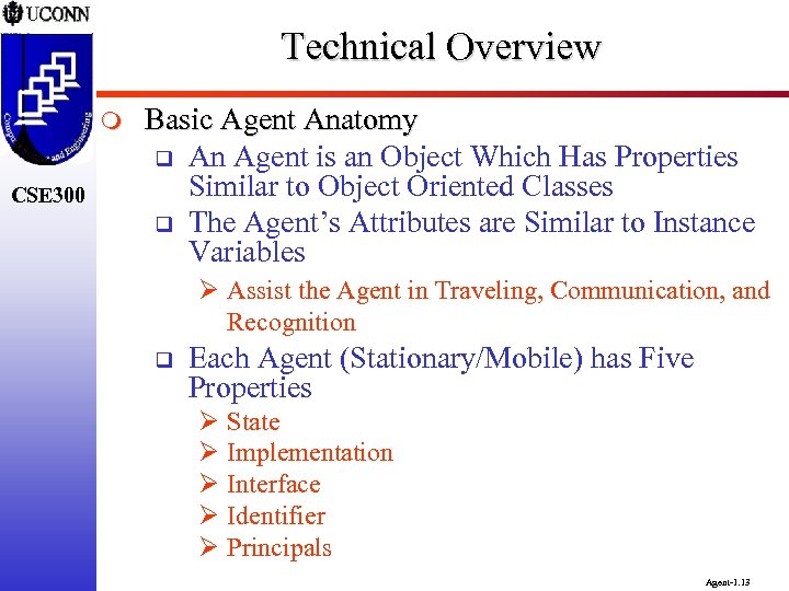 Technical Overview m CSE 300 Basic Agent Anatomy q An Agent is an Object