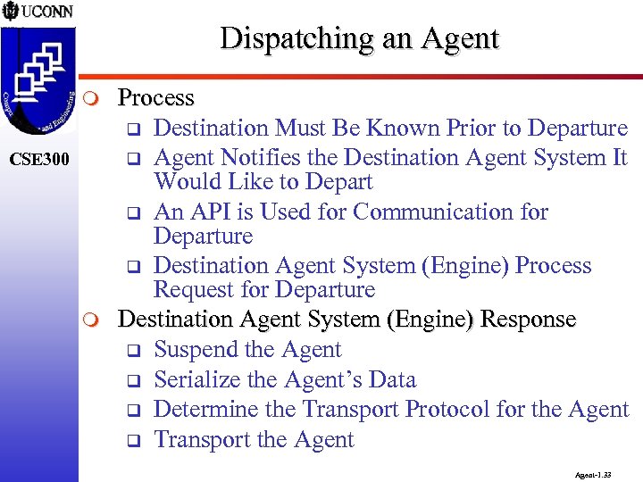 Dispatching an Agent m CSE 300 m Process q Destination Must Be Known Prior