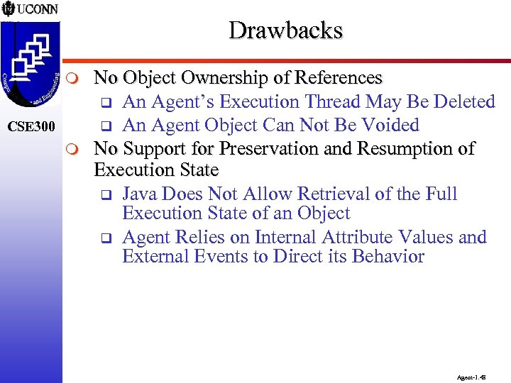 Drawbacks m CSE 300 m No Object Ownership of References q An Agent’s Execution