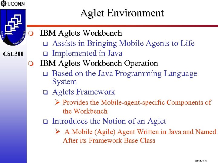 Aglet Environment m CSE 300 m IBM Aglets Workbench q Assists in Bringing Mobile
