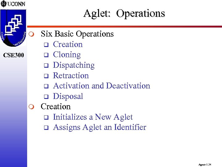 Aglet: Operations m CSE 300 m Six Basic Operations q Creation q Cloning q