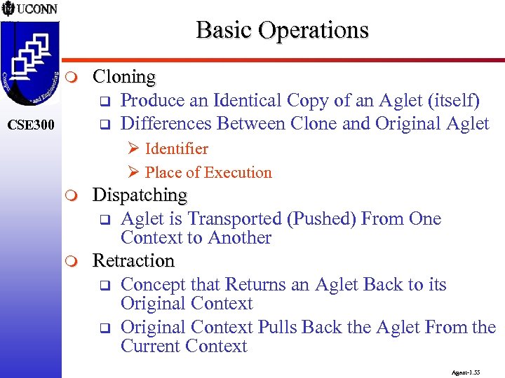 Basic Operations m CSE 300 Cloning q Produce an Identical Copy of an Aglet