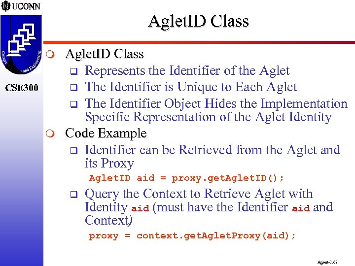 Aglet. ID Class m CSE 300 m Aglet. ID Class q Represents the Identifier