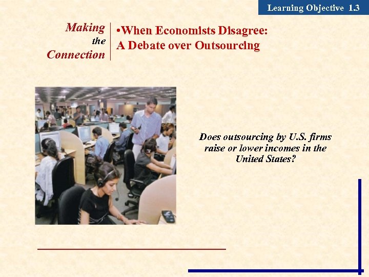 Learning Objective 1. 3 Making • When Economists Disagree: the A Debate over Outsourcing