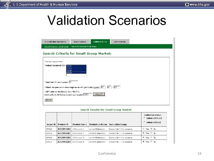 Validation Scenarios Confidential 24 