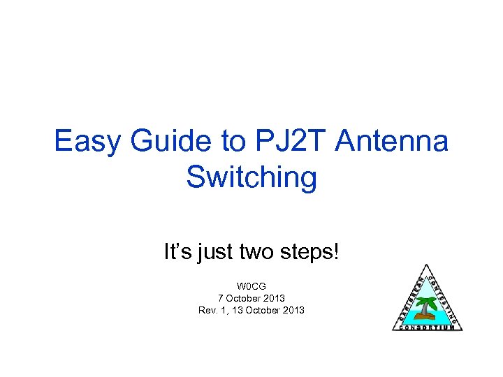 Easy Guide to PJ 2 T Antenna Switching It’s just two steps! W 0