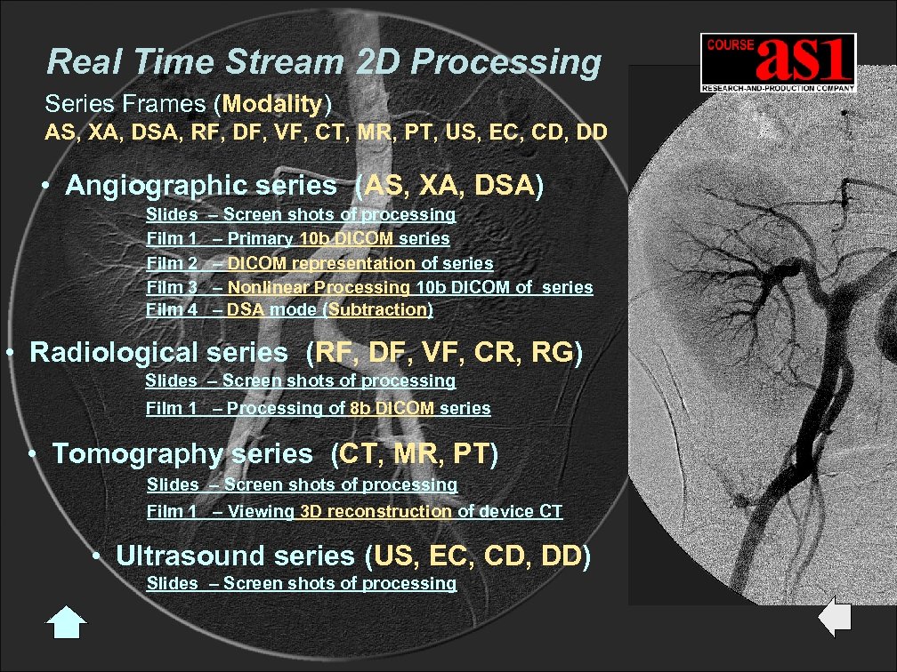 Real Time Stream 2 D Processing Series Frames (Modality) AS, XA, DSA, RF, DF,