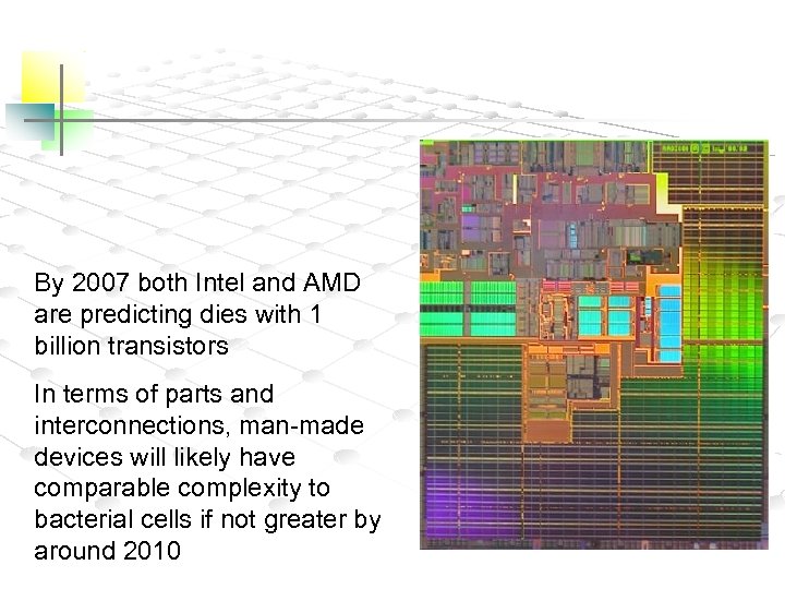 By 2007 both Intel and AMD are predicting dies with 1 billion transistors In