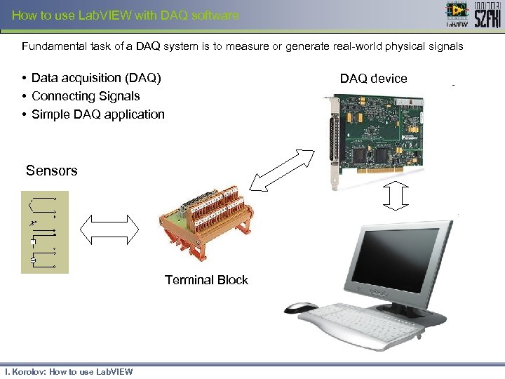 How to use Lab. VIEW with DAQ software Fundamental task of a DAQ system