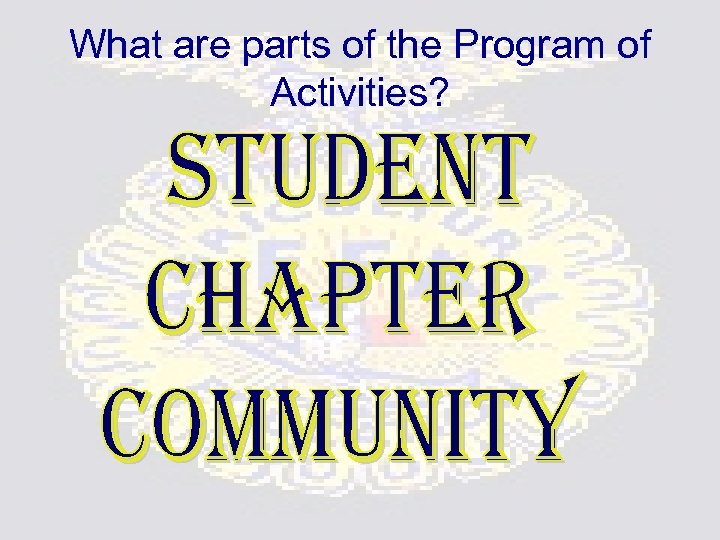 What are parts of the Program of Activities? 