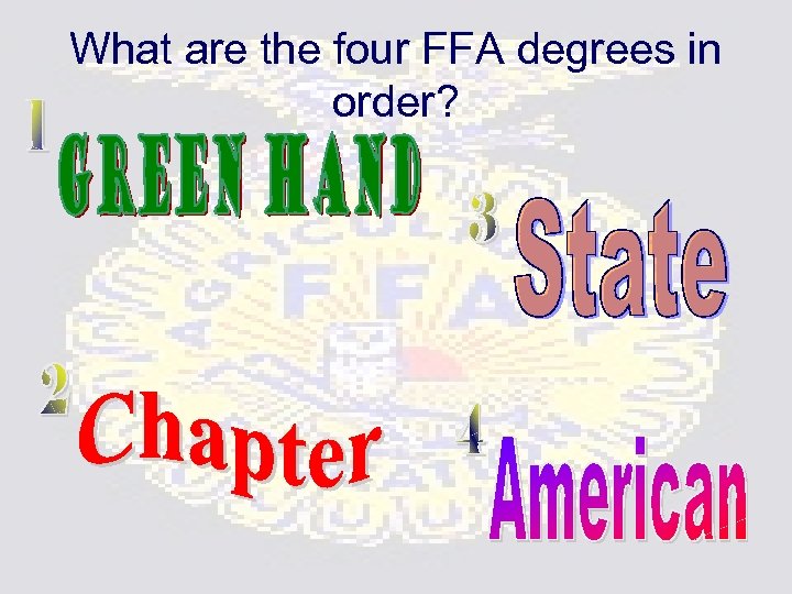 What are the four FFA degrees in order? 