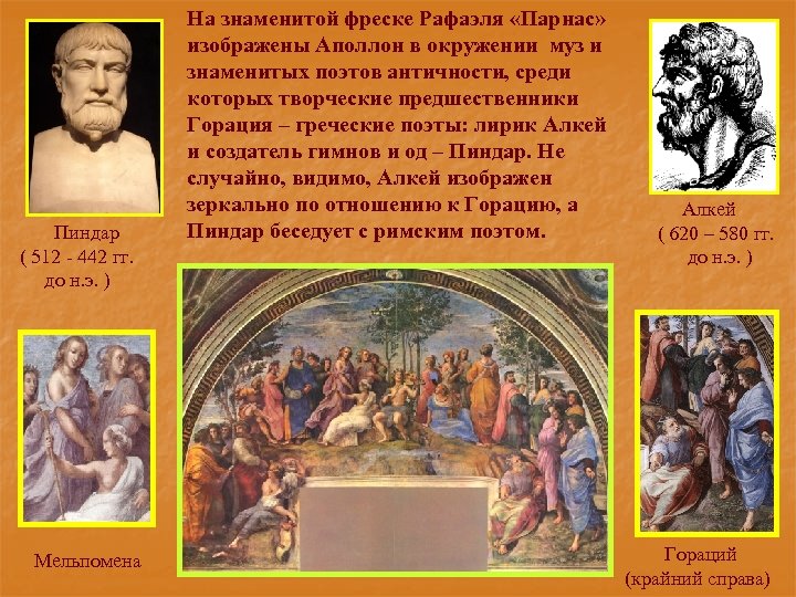 Пиндар ( 512 - 442 гг. до н. э. ) Мельпомена На знаменитой фреске