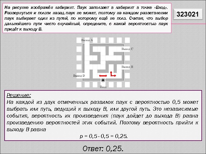 На рисунке лабиринт паук заползает