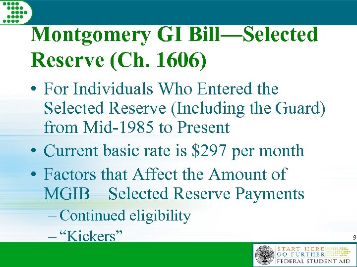 Montgomery GI Bill—Selected Reserve (Ch. 1606) • For Individuals Who Entered the Selected Reserve