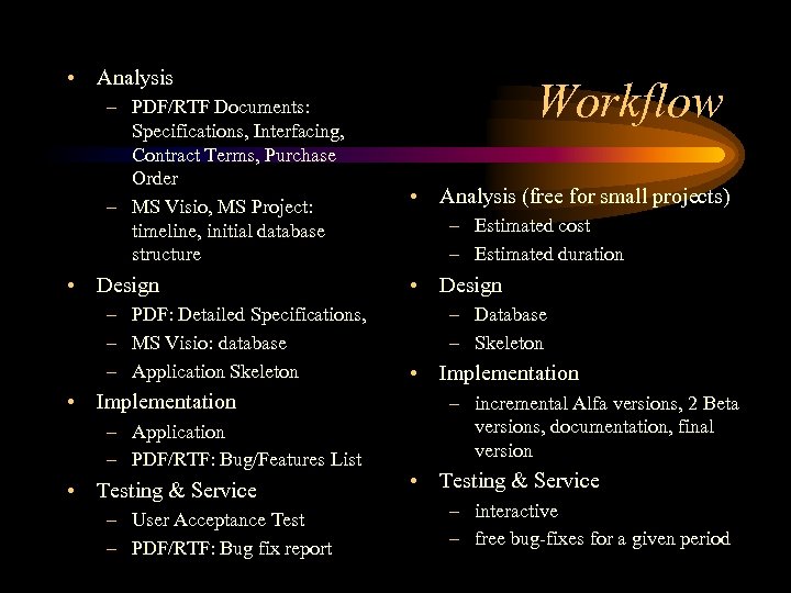  • Analysis – PDF/RTF Documents: Specifications, Interfacing, Contract Terms, Purchase Order – MS