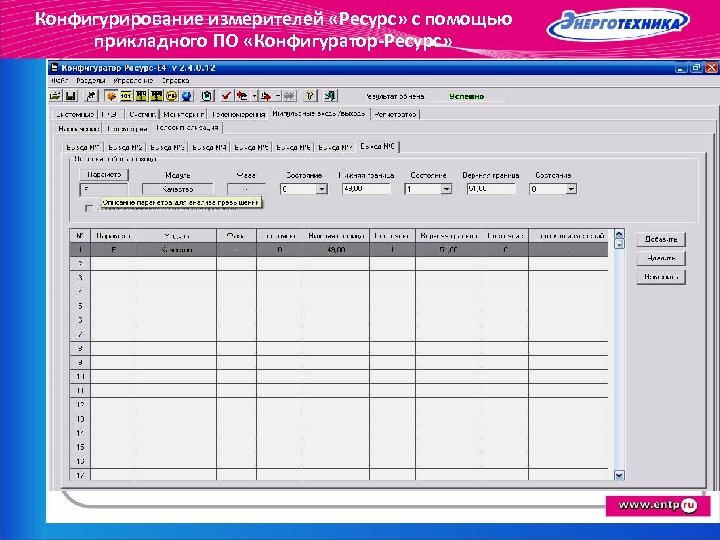 Конфигурирование измерителей «Ресурс» с помощью прикладного ПО «Конфигуратор-Ресурс» 