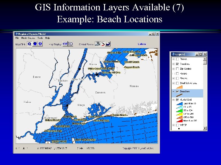 GIS Information Layers Available (7) Example: Beach Locations 