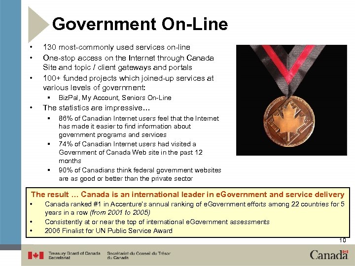 Government On-Line • • • 130 most-commonly used services on-line One-stop access on the