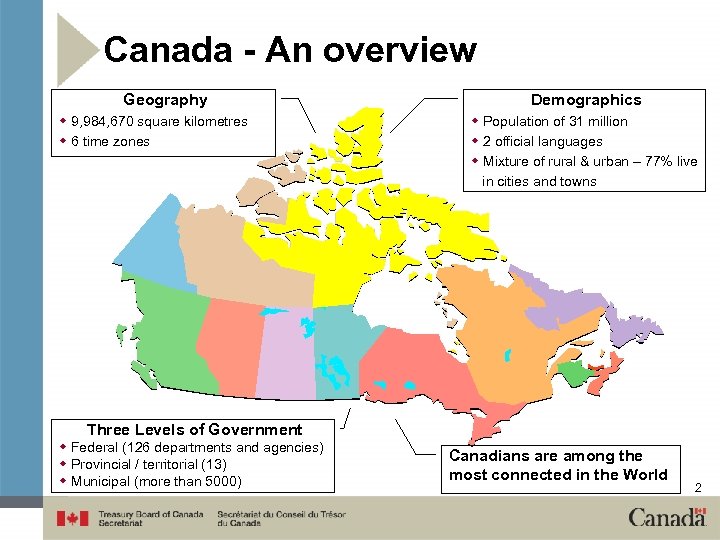 Canada - An overview Geography w 9, 984, 670 square kilometres w 6 time