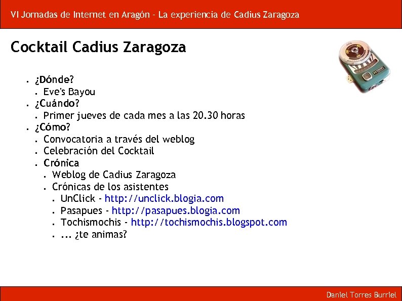 VI Jornadas de Internet en Aragón – La experiencia de Cadius Zaragoza Cocktail Cadius