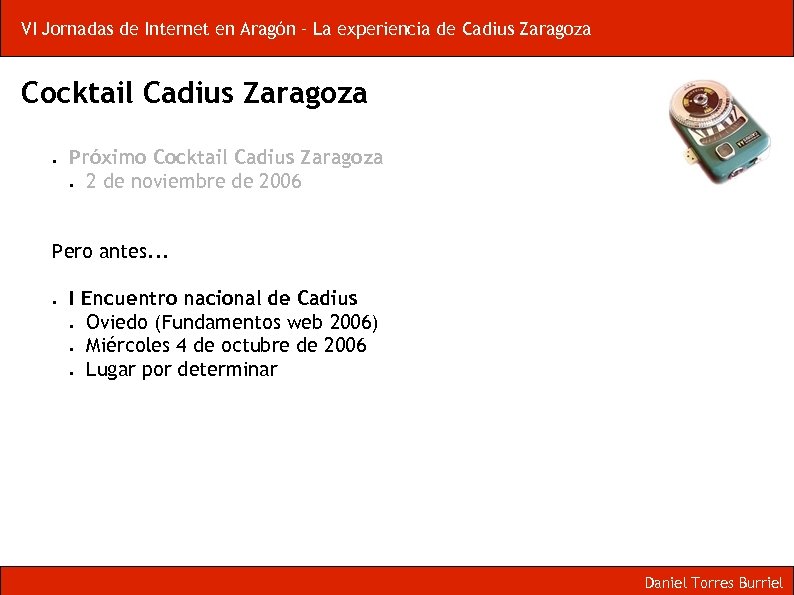VI Jornadas de Internet en Aragón – La experiencia de Cadius Zaragoza Cocktail Cadius