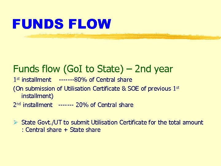 FUNDS FLOW Funds flow (Go. I to State) – 2 nd year 1 st