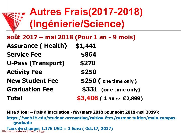 Autres Frais(2017 -2018) (Ingénierie/Science) août 2017 – mai 2018 (Pour 1 an - 9