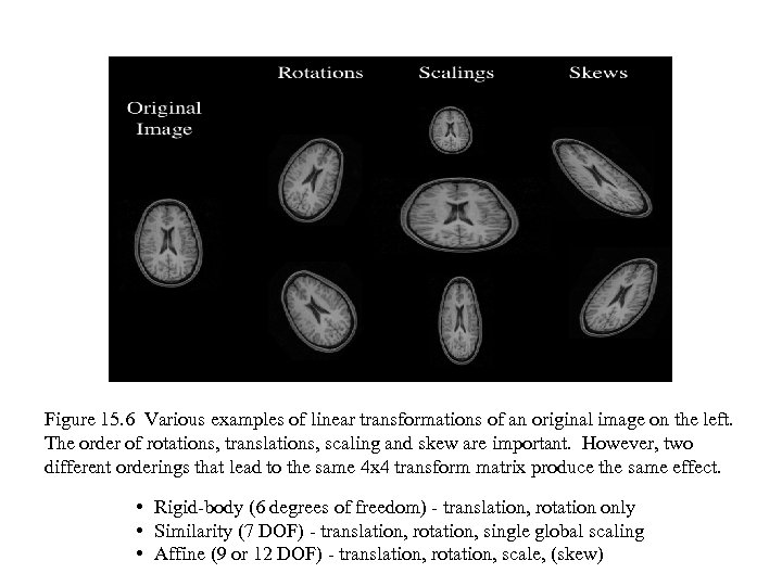 Figure 15. 6 Various examples of linear transformations of an original image on the