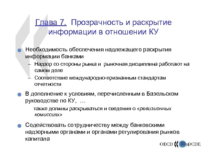 Глава 7. Прозрачность и раскрытие информации в отношении КУ n Необходимость обеспечения надлежащего раскрытия