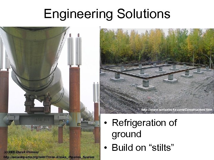 Engineering Solutions http: //www. soilsalaska. com/Construction. htm (c)2005 Derek Ramsey http: //en. wikipedia. org/wiki/Trans-Alaska_Pipeline_System