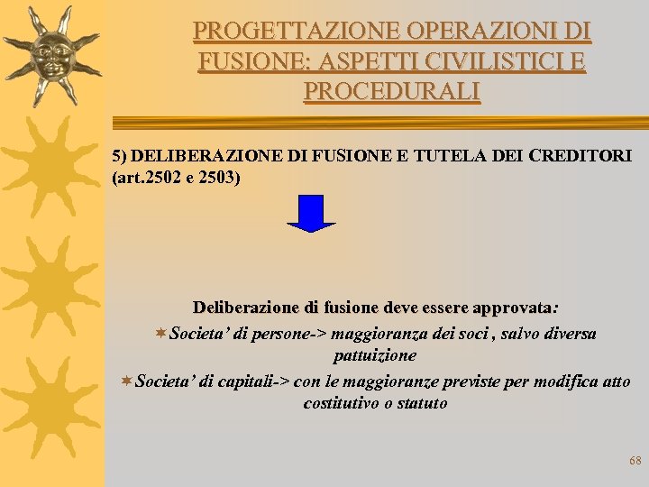 PROGETTAZIONE OPERAZIONI DI FUSIONE: ASPETTI CIVILISTICI E PROCEDURALI 5) DELIBERAZIONE DI FUSIONE E TUTELA