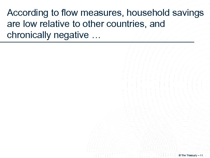 According to flow measures, household savings are low relative to other countries, and chronically
