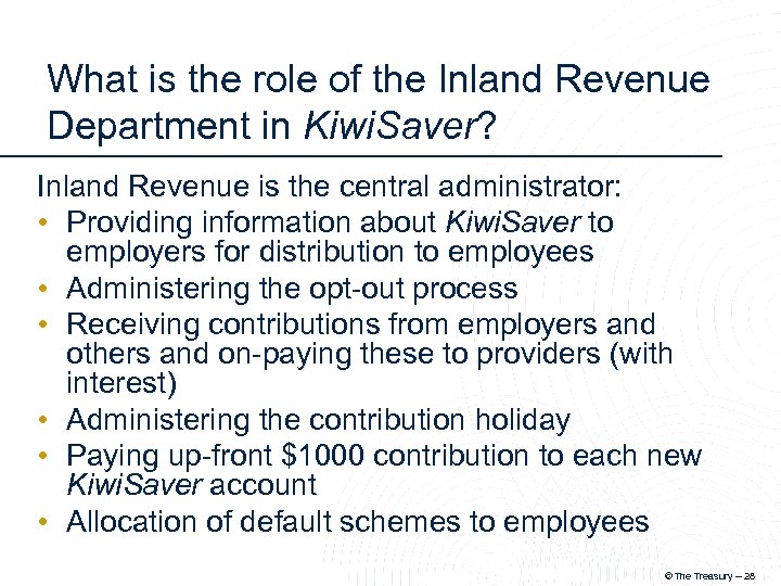 What is the role of the Inland Revenue Department in Kiwi. Saver? Inland Revenue