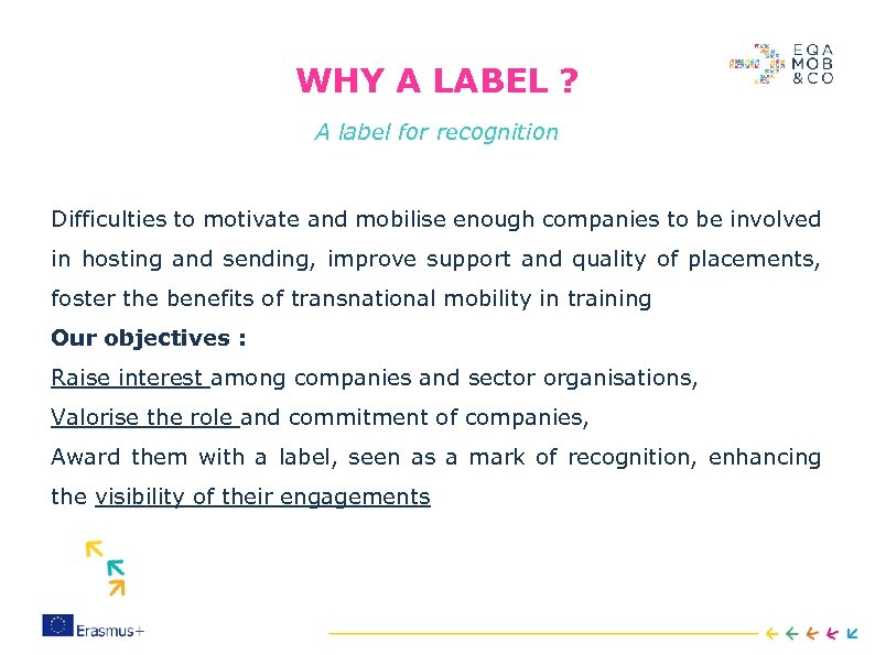 WHY A LABEL ? A label for recognition Difficulties to motivate and mobilise enough