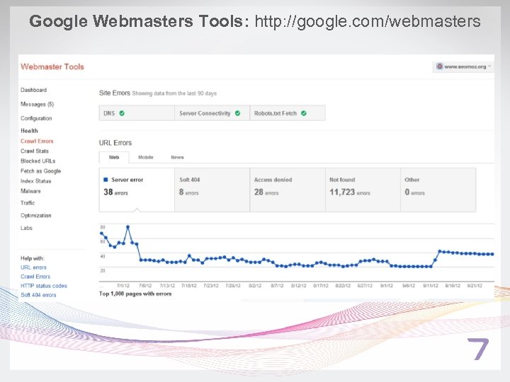 Google Webmasters Tools: http: //google. com/webmasters 