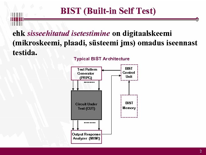 BIST (Built-in Self Test) ehk sisseehitatud isetestimine on digitaalskeemi (mikroskeemi, plaadi, süsteemi jms) omadus