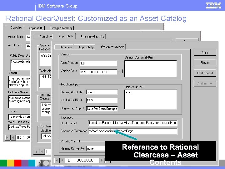 IBM Software Group Rational Clear. Quest: Customized as an Asset Catalog Reference to Rational