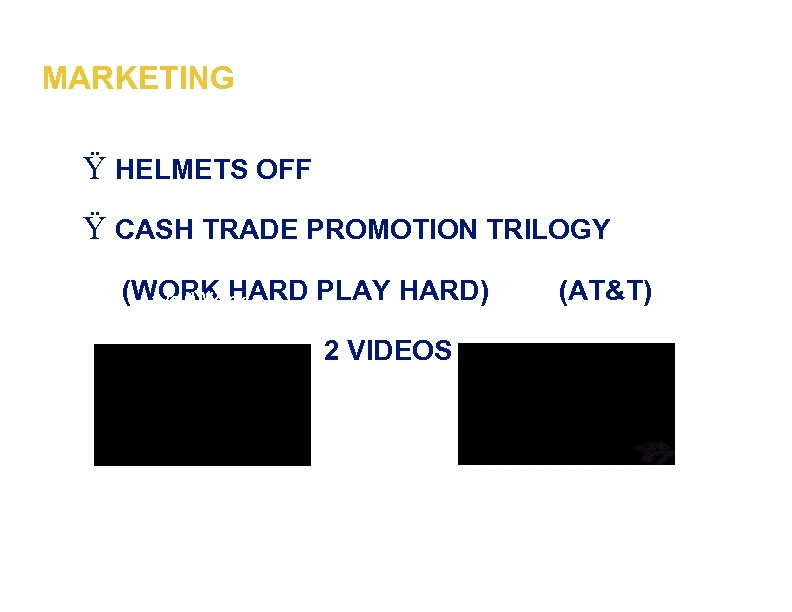 MARKETING Ÿ HELMETS OFF Ÿ CASH TRADE PROMOTION TRILOGY (WORK HARD PLAY HARD) wor.