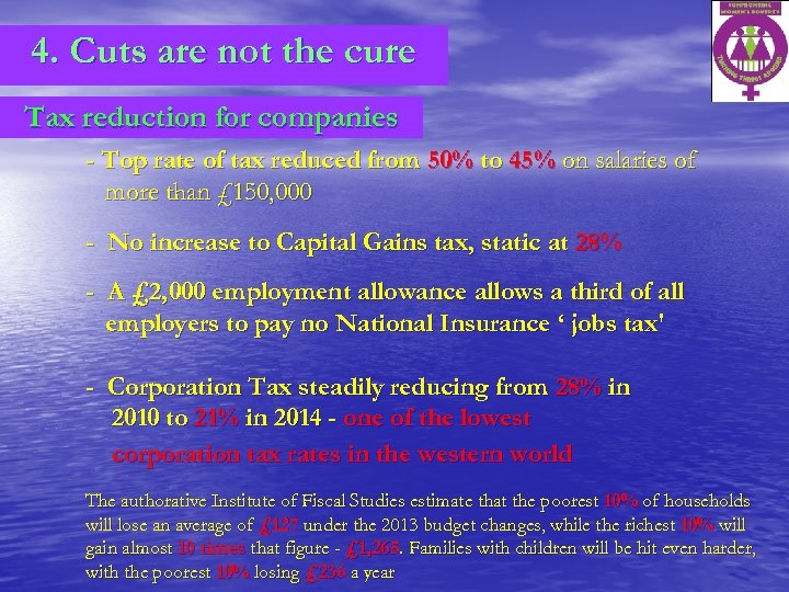 4. Cuts are not the cure Tax reduction for companies - Top rate of