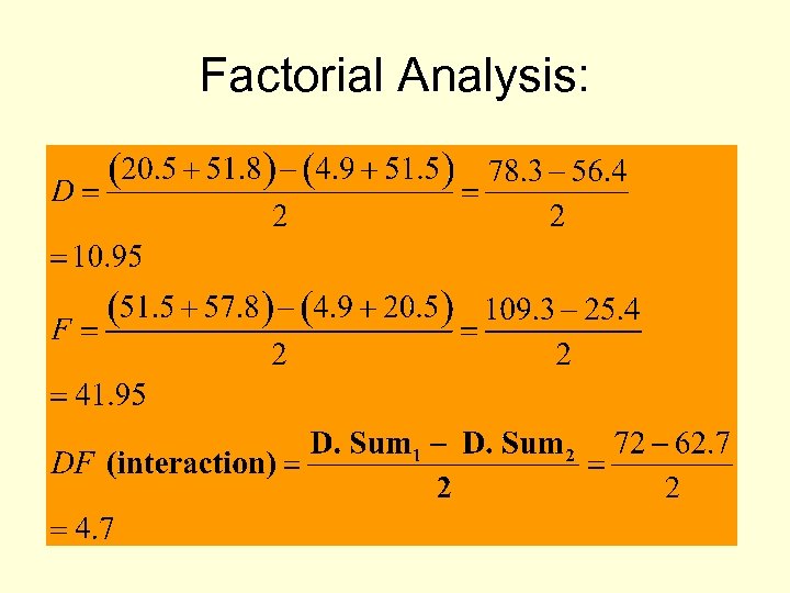 Factorial Analysis: 