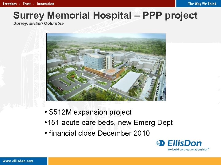 Surrey Memorial Hospital – PPP project Surrey, British Columbia • $512 M expansion project