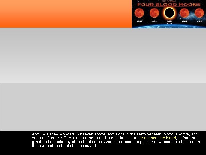 And I will shew wonders in heaven above, and signs in the earth beneath;