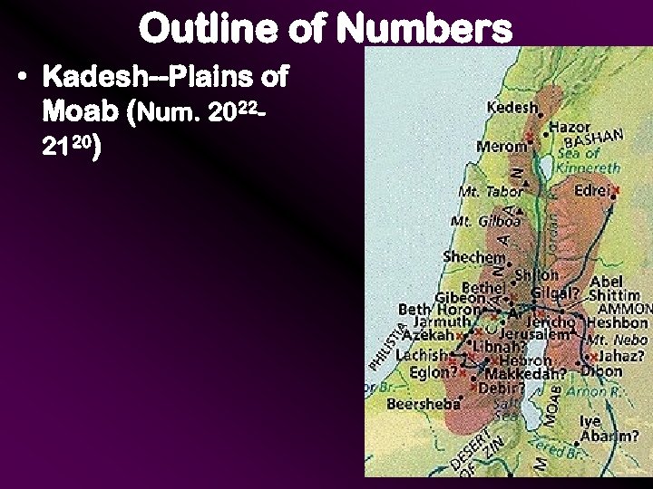 Outline of Numbers • Kadesh--Plains of Moab (Num. 20222120) 