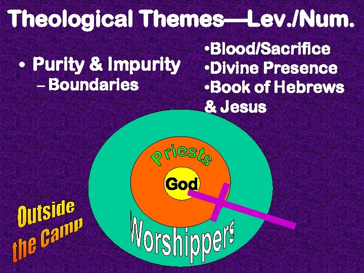 Theological Themes—Lev. /Num. • Purity & Impurity – Boundaries God • Blood/Sacrifice • Divine