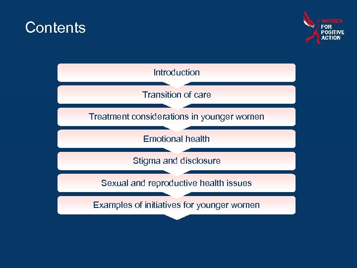 Contents Introduction Transition of care Treatment considerations in younger women Emotional health Stigma and