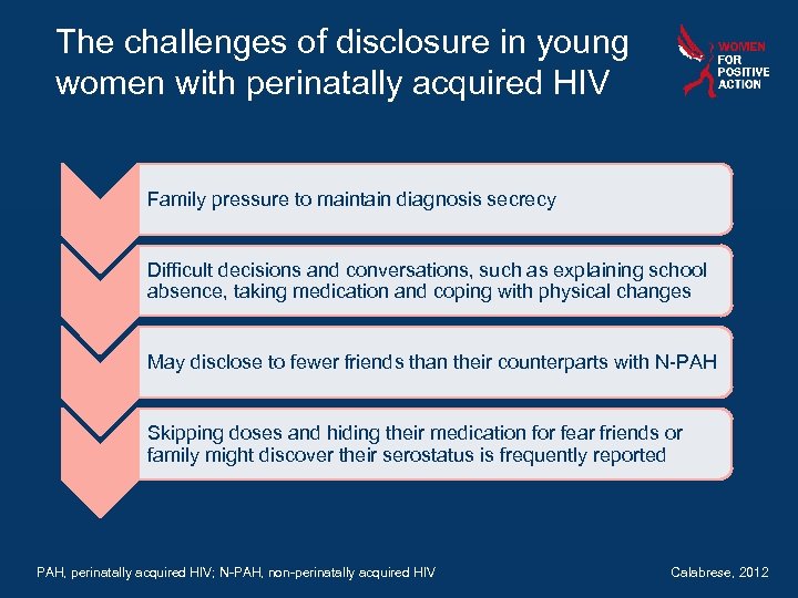 The challenges of disclosure in young women with perinatally acquired HIV Family pressure to